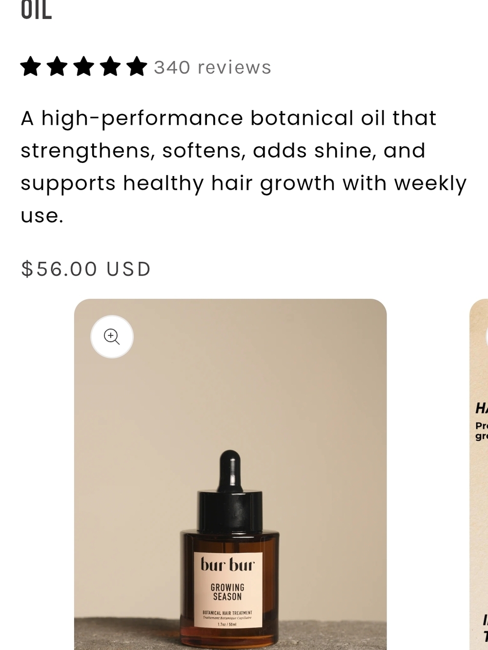 Growing Season Botanical Hair Oil - Brown